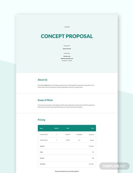 concept proposal templates  downloads templatenet