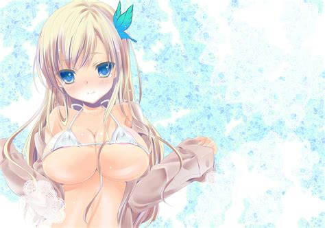 bikini blonde hair blue eyes blush boku wa tomodachi ga sukunai breasts cleavage erect nipples