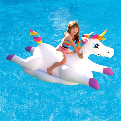 Blue Wave Cloud Rider Rainbow Unicorn Inflatable Ride On