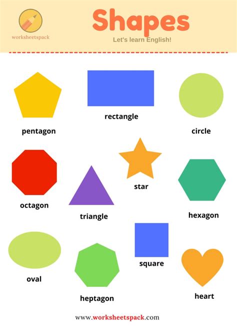 shapes names  pictures printable   worksheets pack