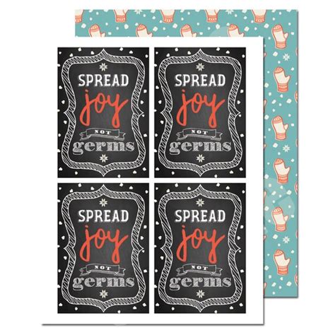 spread joy  germs hand sanitizer gift tag printable party
