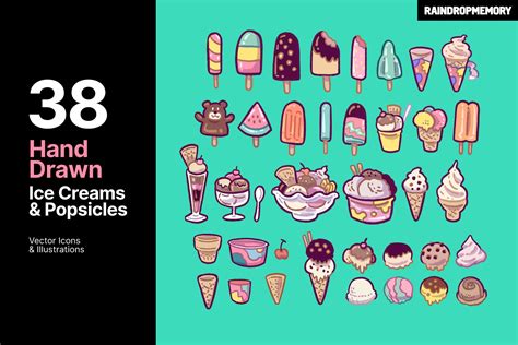 cute hand drawn ice creams icon pack photoshop graphics ~ creative market