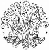 Campfire Coloring Pages Embroidery Camp Camping Impression Obsession Stamps Rubber Campfires sketch template