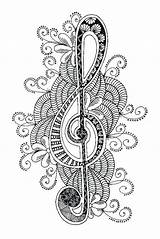 Coloring Pages Music Adult Mandala Musique Coloriage Clef Treble Adults Colouring Printable Mandalas Zentangle Sheets Piano Drawings Colorear Notes Sol sketch template