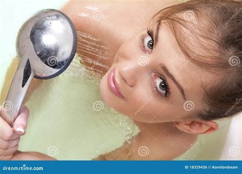 Young Lady Using Shower Royalty Free Stock Image Image 18329436