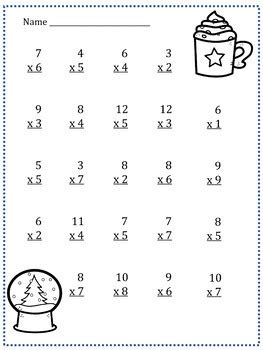 christmas multiplication facts worksheets tpt