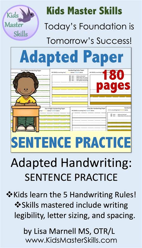 adapted writing paper sentence practice  handwriting teaching