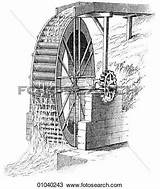 Water Wheel Drawing Line Industry Technology Choose Board Hydraulics Machinery sketch template