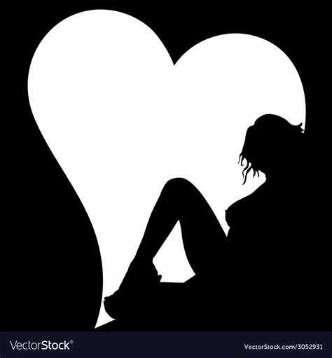 sexy girl silhouette and heart on black royalty free vector