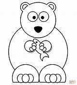 Polar Bear Coloring Cartoon Pages Fish Drawing Easy Printable Cute Face Simple Teddy Baby Bears Draw Colouring Color Sheet Step sketch template