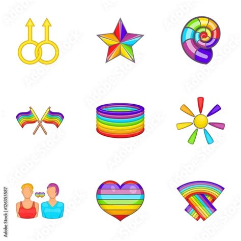 sexual minorities icons set cartoon illustration of 9 sexual