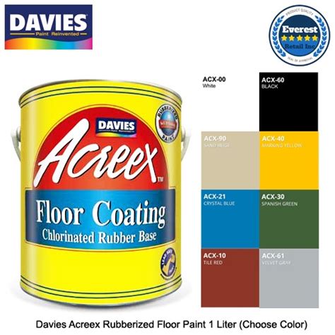 davies acreex rubberized floor paint  liter choose color gso