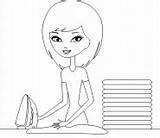 Coloring Online Girls Housewife Ironing Clothes Pages sketch template