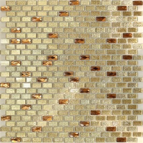Brick Yellow Gold Glass Mosaic Kitchen Backsplash Tile Etsy