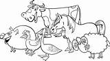 Animales Granja Allevamento Fumetto Gruppo Illustrazione Coloritura Scena Rurale Aves sketch template