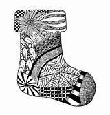 Zentangle Coloriage Noël Tinkered sketch template