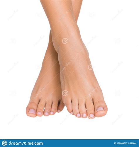 Beautiful Women`s Feet Isolated On White Background Stock