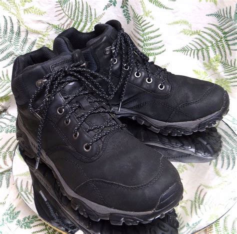 merrell dry select black leather hiking walking trail boots shoes mens