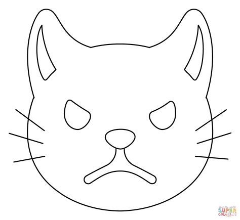 pouting cat emoji coloring page  printable coloring pages