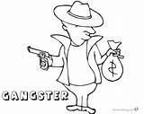 Gangster Coloring Pages Money Gun Printable Kids sketch template