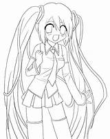 Miku Hatsune Coloring Pages Searches Recent Lineart Girl sketch template