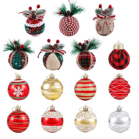 1pc Mix Pine Cone Plaid Woolen Decorate Christmas Ball Ornaments Xmas