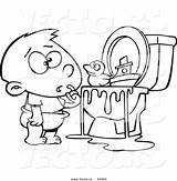 Toilet Coloring Cartoon Outline Pages Toys Boy Bathroom Kids Potty Ron Leishman Vector Outlined Plumbing Color Royalty Clipart Room Print sketch template