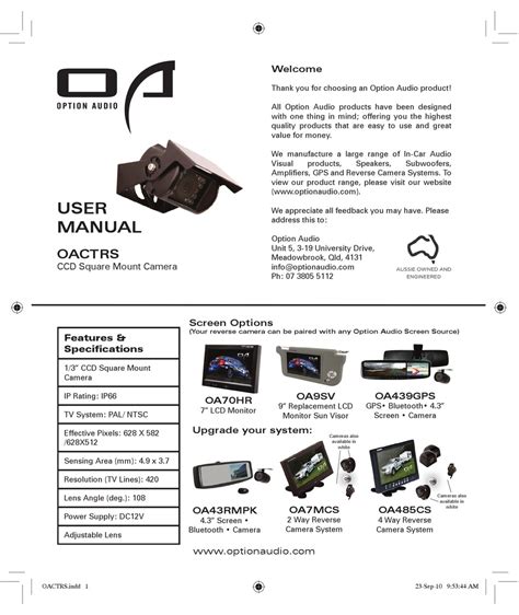 option audio oactrs user manual   manualslib