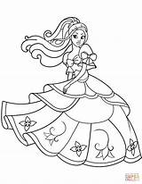 Princess Coloring Pages Dancing Printable Drawing Disney Paper Pretty sketch template