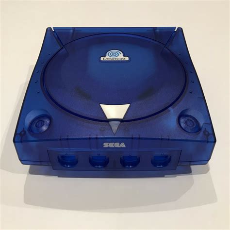 sega dreamcast console    translucent case shell clear crystal blue icommerce  web