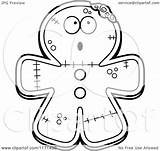 Surprised Zombie Mascot Gingerbread Clipart Cartoon Cory Thoman Outlined Coloring Vector sketch template