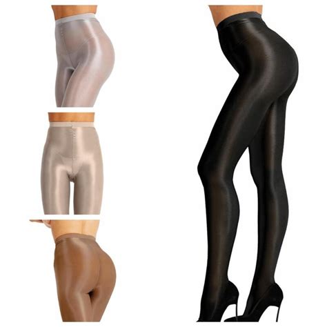 sexy 70d womens sheer shiny oil ultra shimmer tights footed stockings