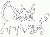 Umbreon Coloring Espeon Nachtara Lineart Pokémon sketch template