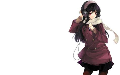 1280x800 Anime Black Hair Anime Girl With Headphones