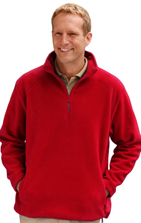 red xl solidbgmens micro fleece zip pullover