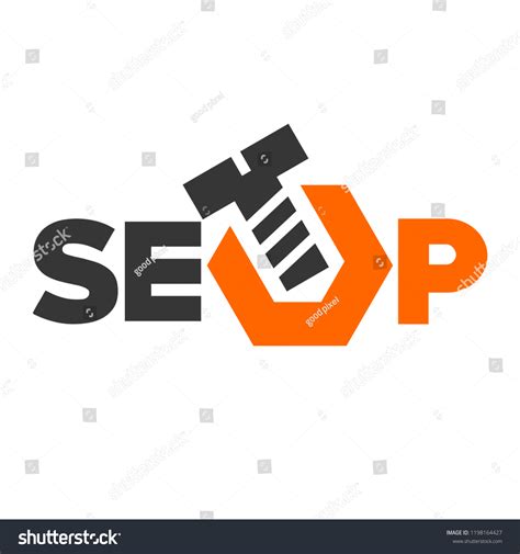 setup logo bolt nut vector illustration stock vector royalty