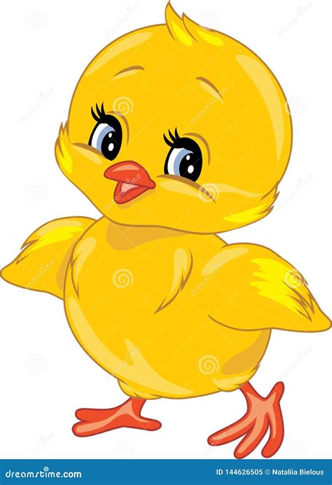 Cute Smiling Chick Isolated On White Stock Vector Illustration Of