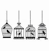 Bird Chains Cage Hanging Coloring Four Pages sketch template