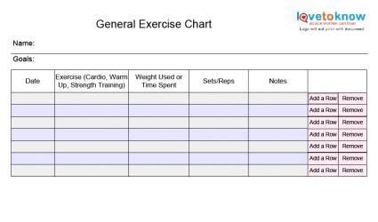 blank exercise charts lovetoknow workout chart fitness journal
