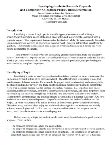 dissertation research proposal samples graduate masters