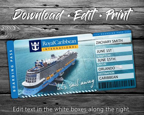 printable cruise ticket template