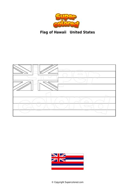 coloring page flag  hawaii united states supercoloredcom