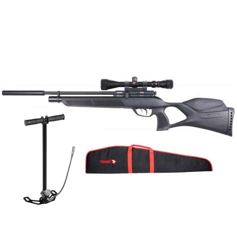Gamo Phox Pcp Air Rifle Package With Screw On Silencer Pump Scope