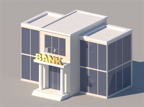 3d model cartoon low poly bank building cgtrader