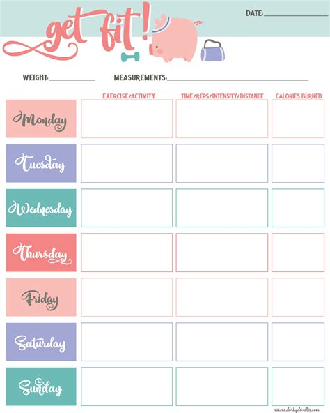 daily workout tracker printable