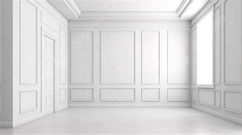 minimalistic white panel corner room wall design   rendering