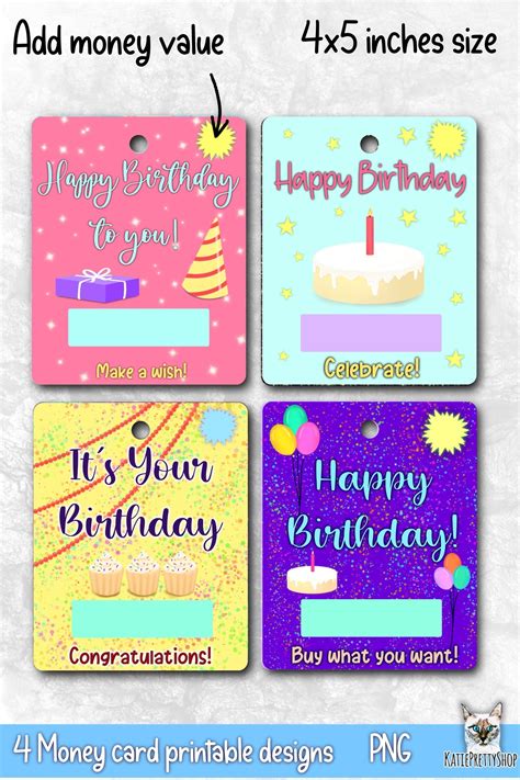 birthday money card png designs printable