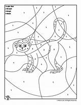 Number Color Coloring Animal Pages Kids Preschool Activities Monkey Numbers Colouring Printables Sloth Colors Woo Jr sketch template
