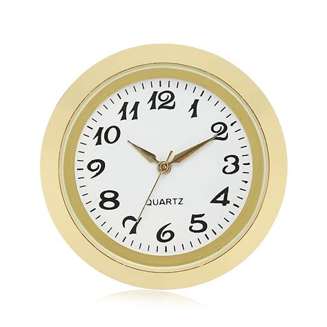 mini clock insert quartz movement    mm miniature clock fit  white dial gold