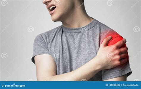 upper arm pain man  body muscles problem stock photo image